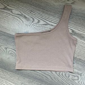 shein one shoulder pink top